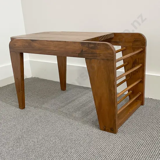 Attributed to Ernest Plischke Mid Century Kauri Side Table/Magazine Rack