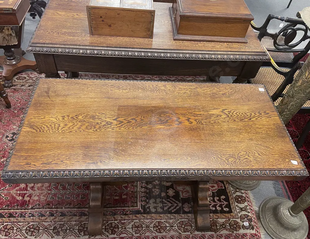 C17th Style Oak Rectangular Hall Table Image 1++