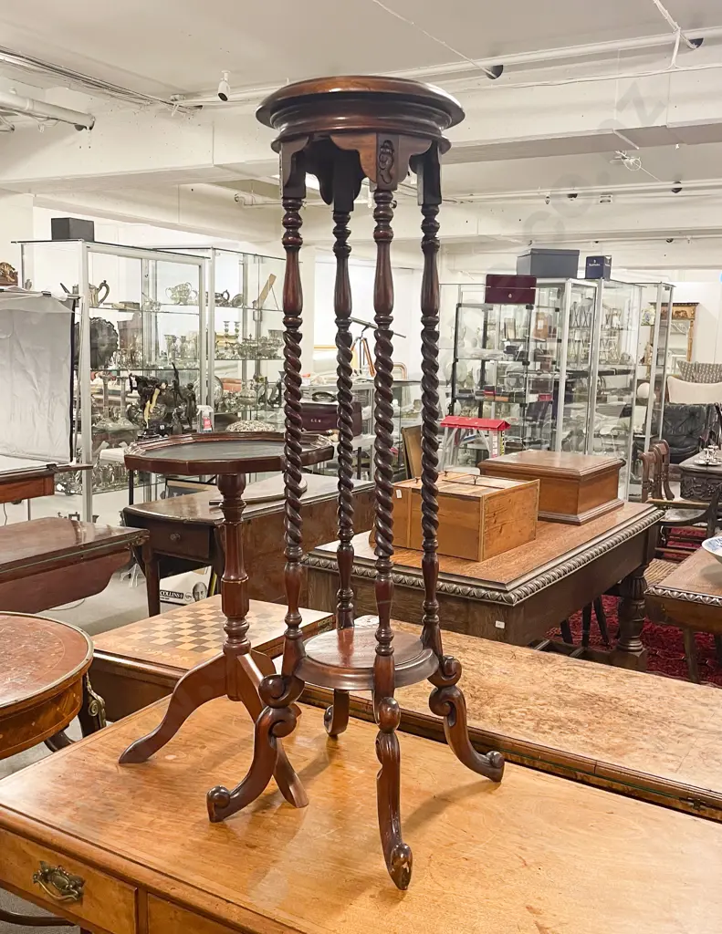 Vict Style Plant Stand & Modern Wine Table Image 1++