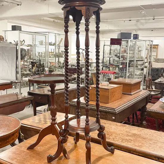 Vict Style Plant Stand & Modern Wine Table