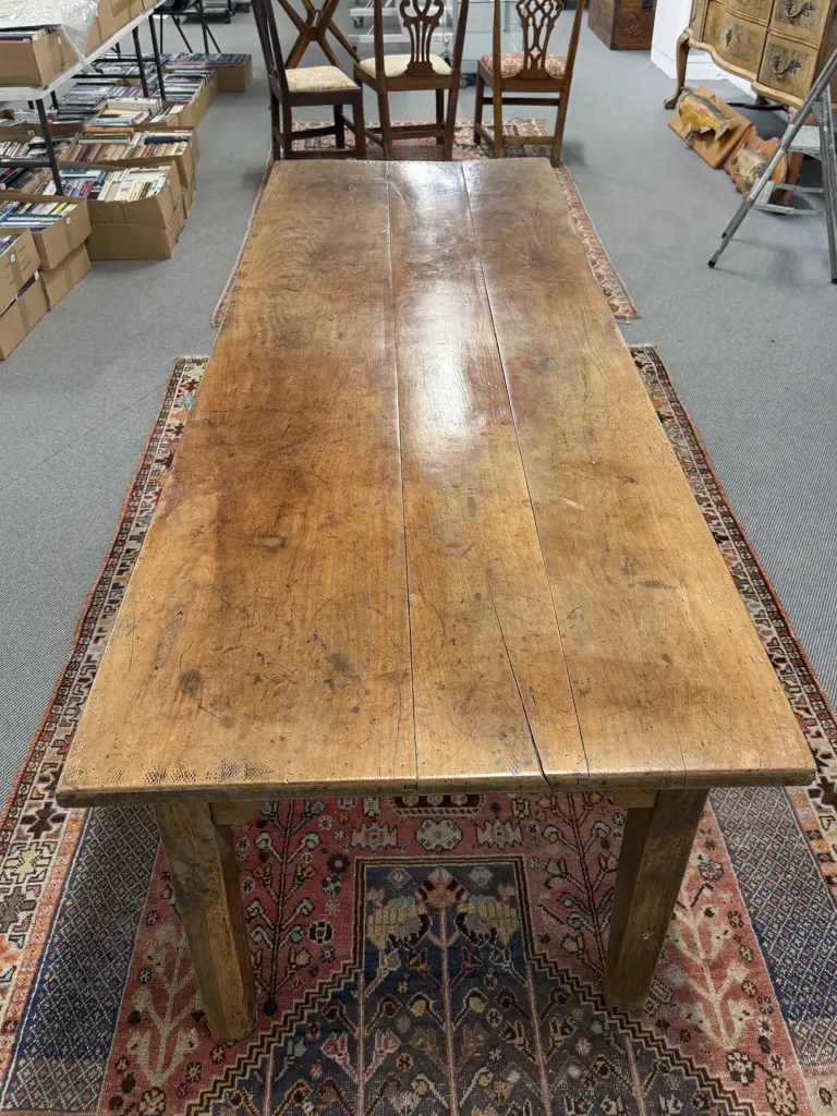 An Attractive Early C19th French Provincial Fruitwood Farmhouse Table Image 1++