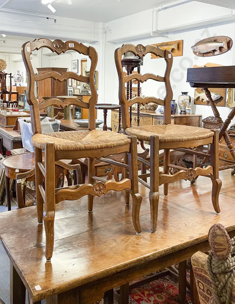 A Pair of Late C19th French Ladder Back Side Chairs Image 1++