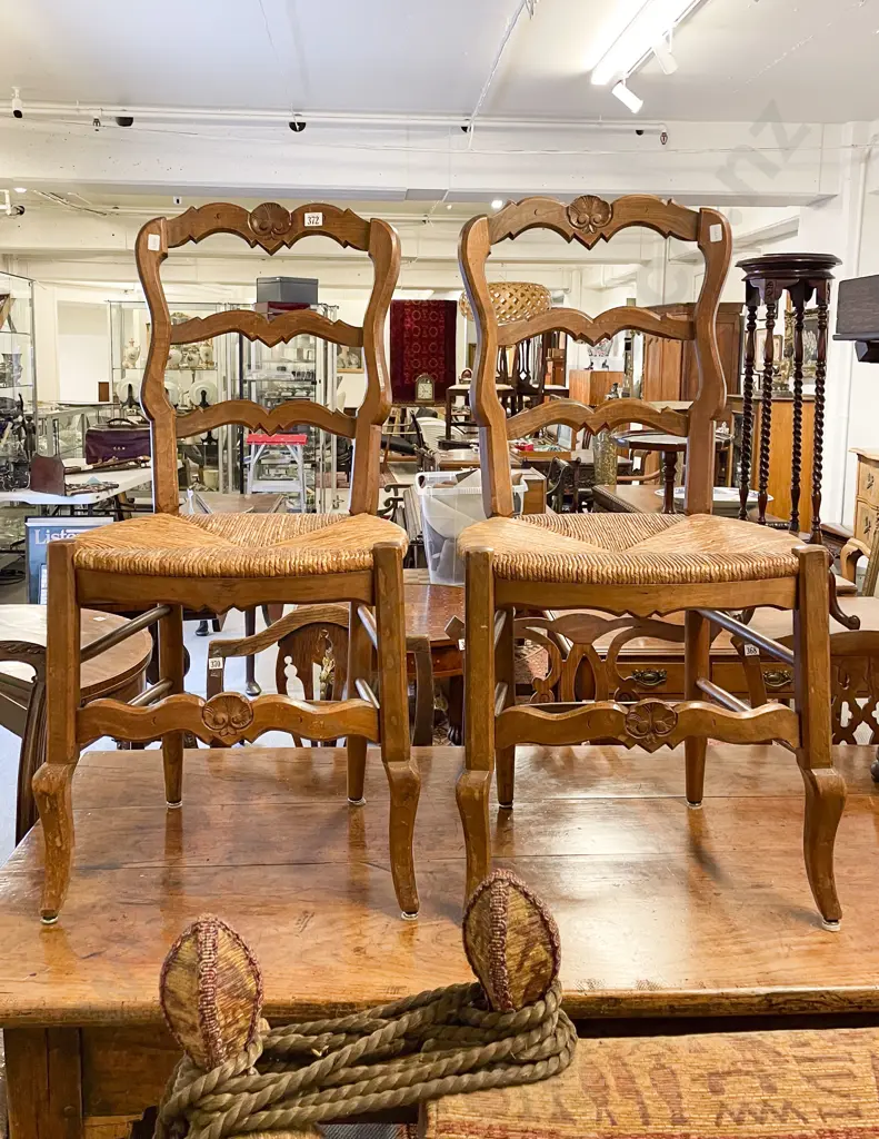 A Pair of Late C19th French Ladder Back Side Chairs Image 1++
