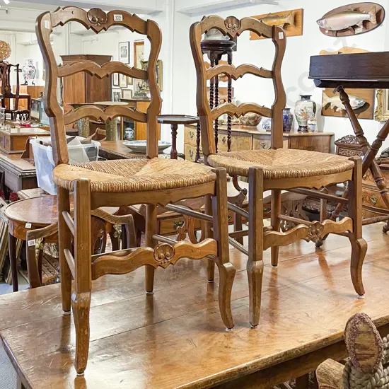 A Pair of Late C19th French Ladder Back Side Chairs