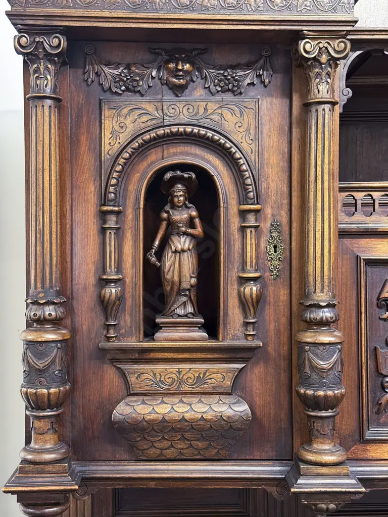 Late C19th European Walnut Sideboard in the Baroque Style Image 1++