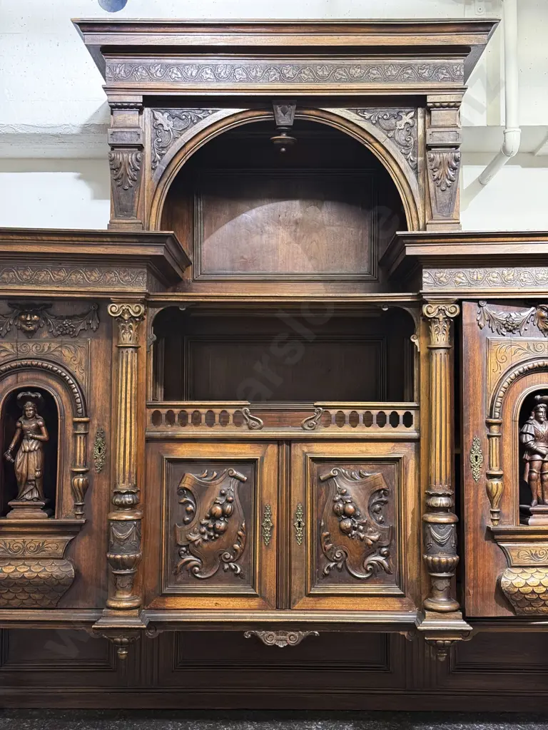 Late C19th European Walnut Sideboard in the Baroque Style Image 1++