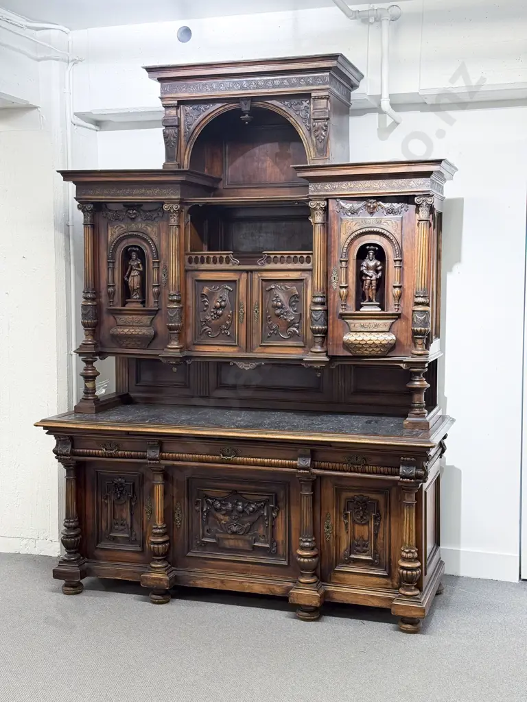 Late C19th European Walnut Sideboard in the Baroque Style Image 1++