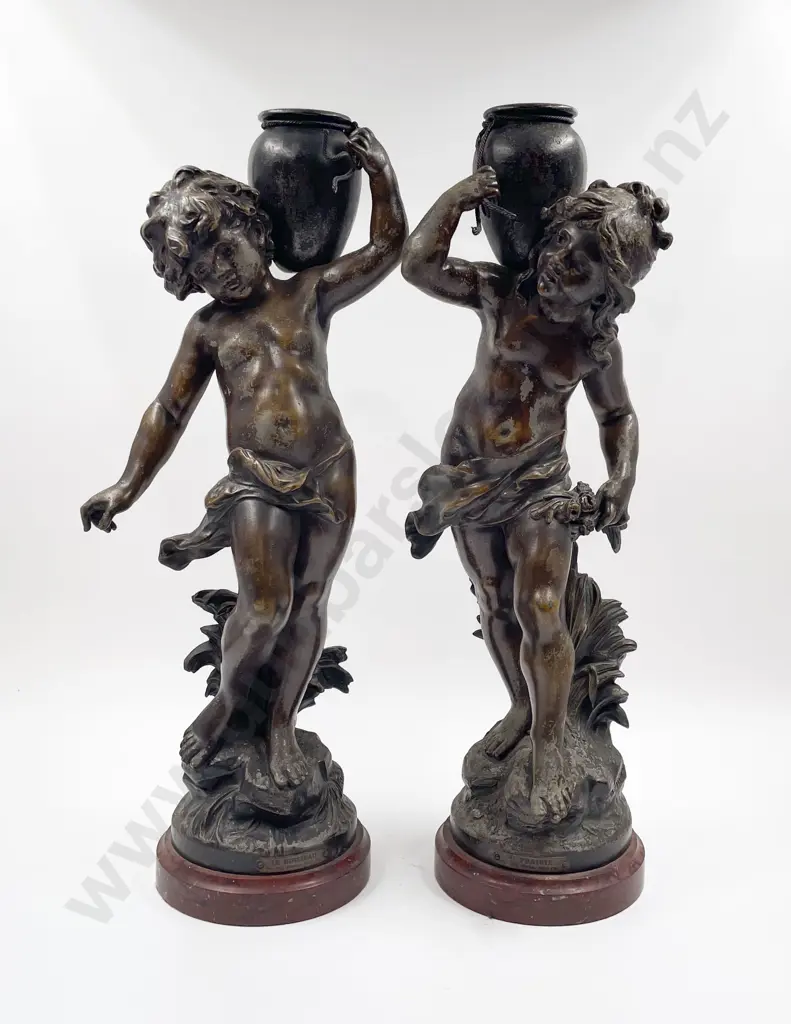 Pair Early C20th Spelter Cherub Figures Image 1++