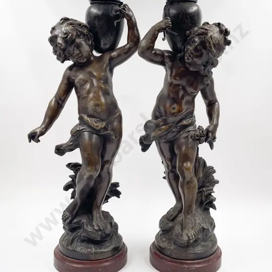 Pair Early C20th Spelter Cherub Figures