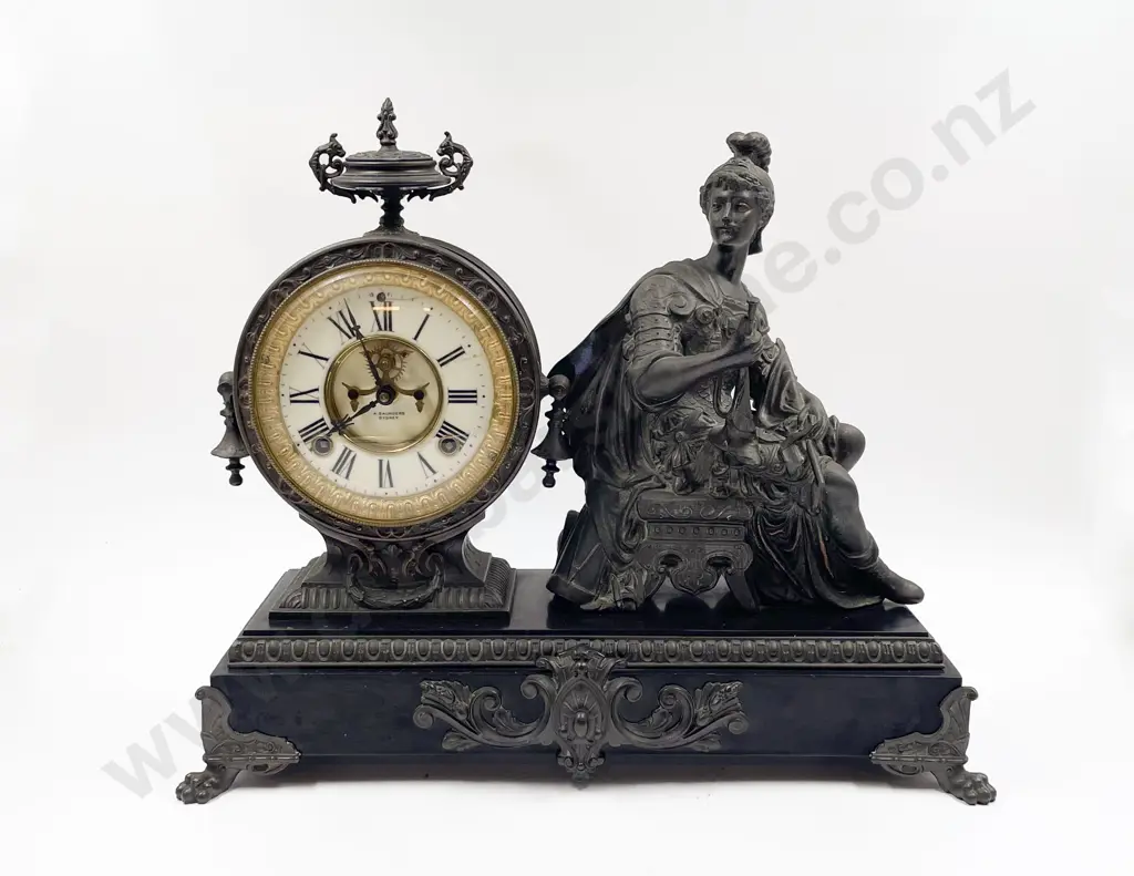 Victorian Spelter Figural Mantel Clock Image 1++