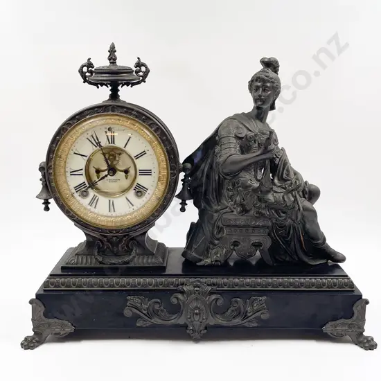 Victorian Spelter Figural Mantel Clock