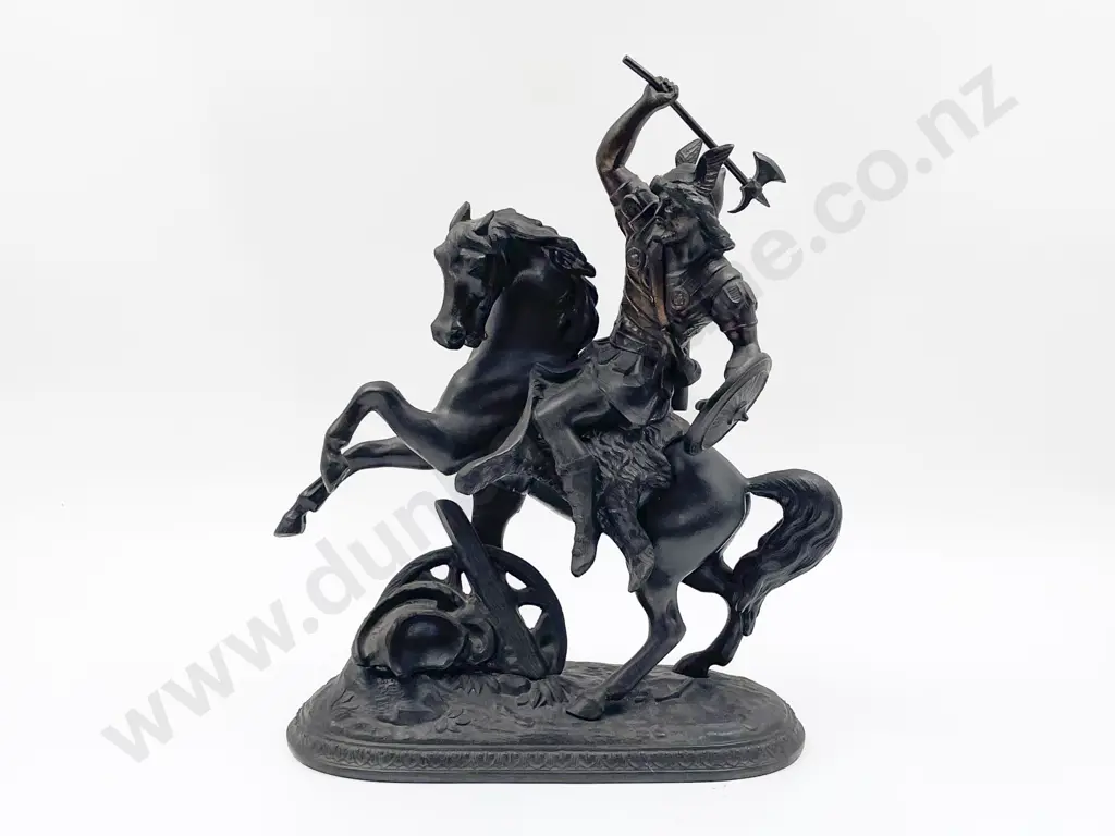 Victorian Spelter Figure of Gallic Warrior on Horseback Image 1++