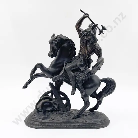 Victorian Spelter Figure of Gallic Warrior on Horseback