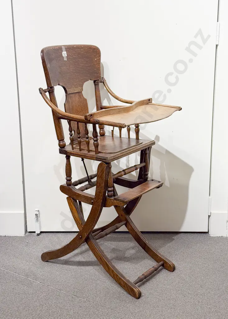 Edwardian Oak Child's Highchair Image 1++