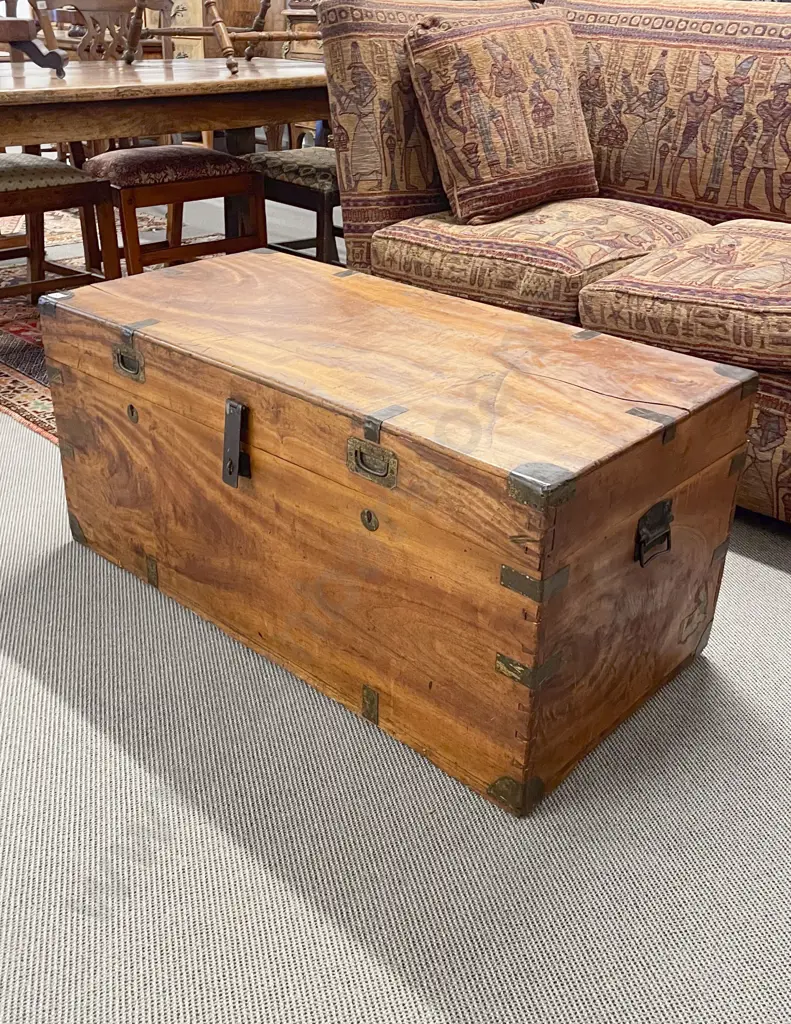 C19th Brass Bound Camphorwood Trunk Image 1++