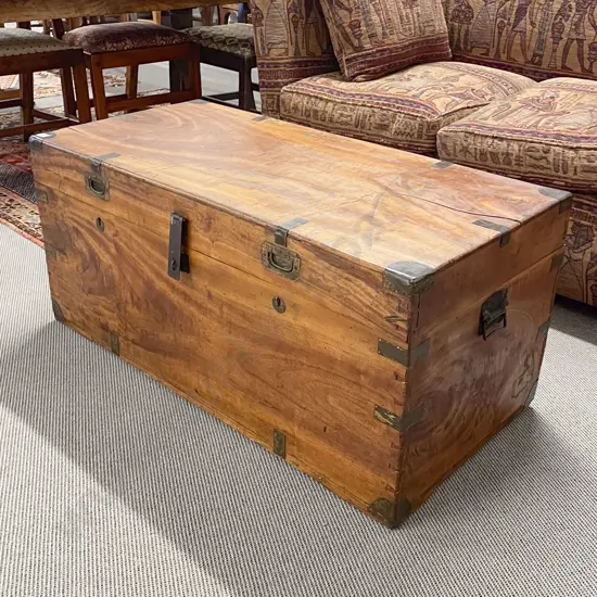 C19th Brass Bound Camphorwood Trunk