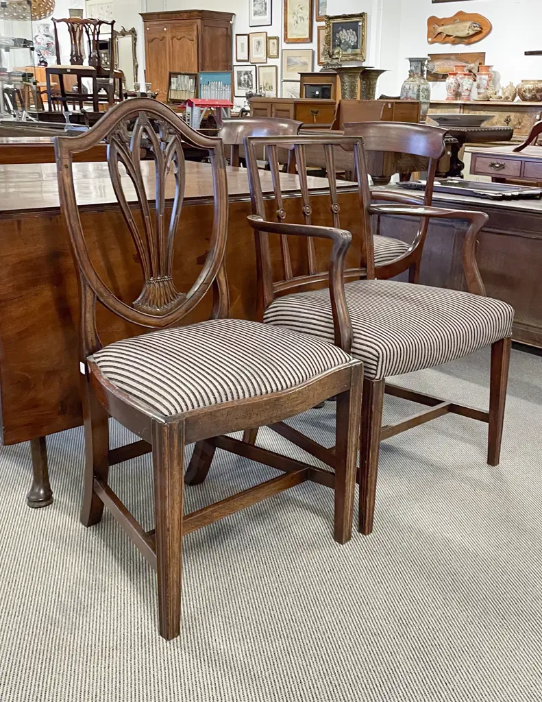 Geo III Mahogany Open Elbow Chair & Hepplewhite Style Single Chair Image 1++