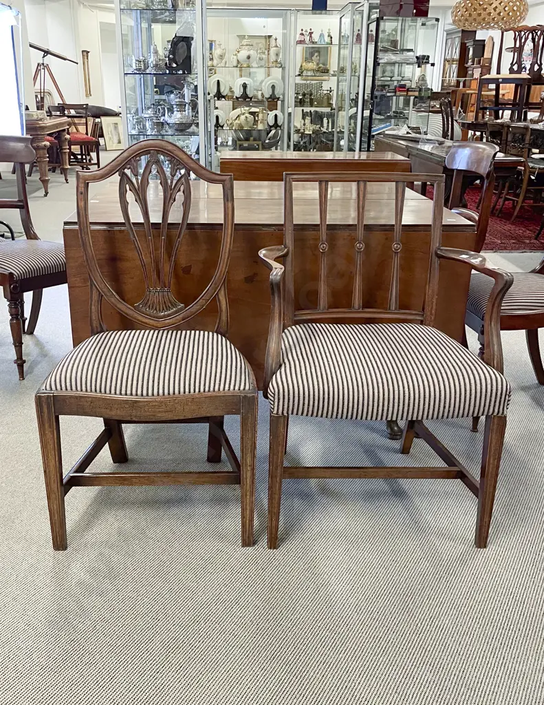 Geo III Mahogany Open Elbow Chair & Hepplewhite Style Single Chair Image 1++