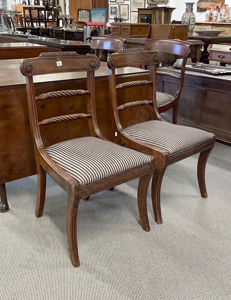 A Pair of Regency Mahogany Dining Chairs Image 1++