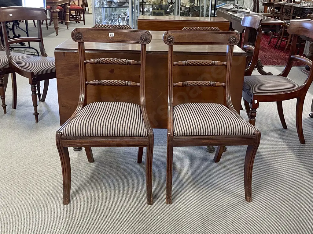 A Pair of Regency Mahogany Dining Chairs Image 1++