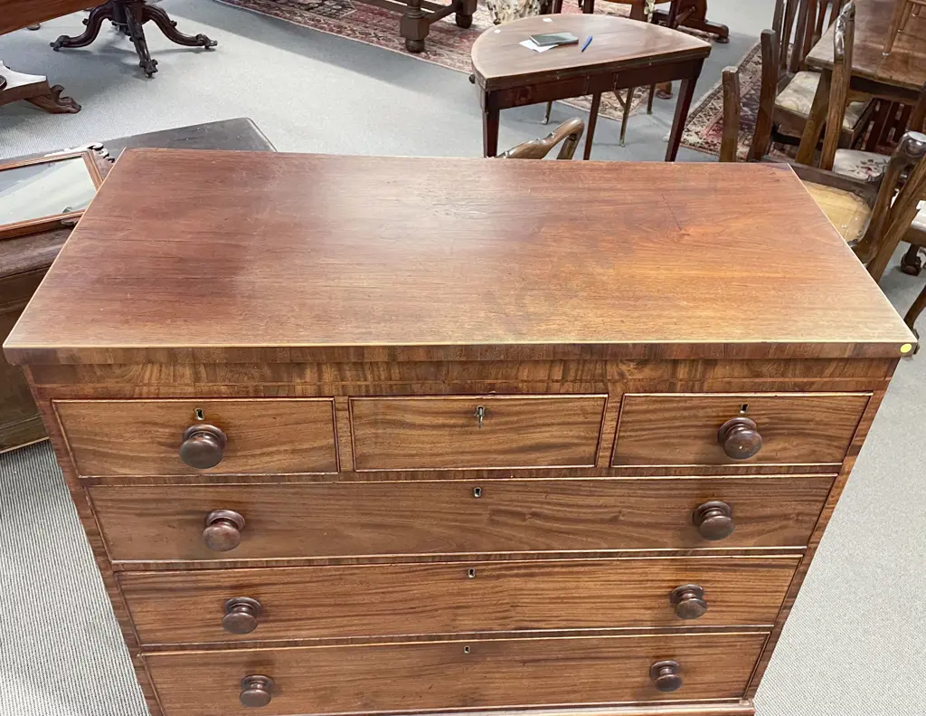 Regency Mahogany & Inlaid Flat Front Chest Image 1++