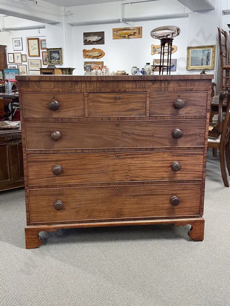 Regency Mahogany & Inlaid Flat Front Chest Image 1++