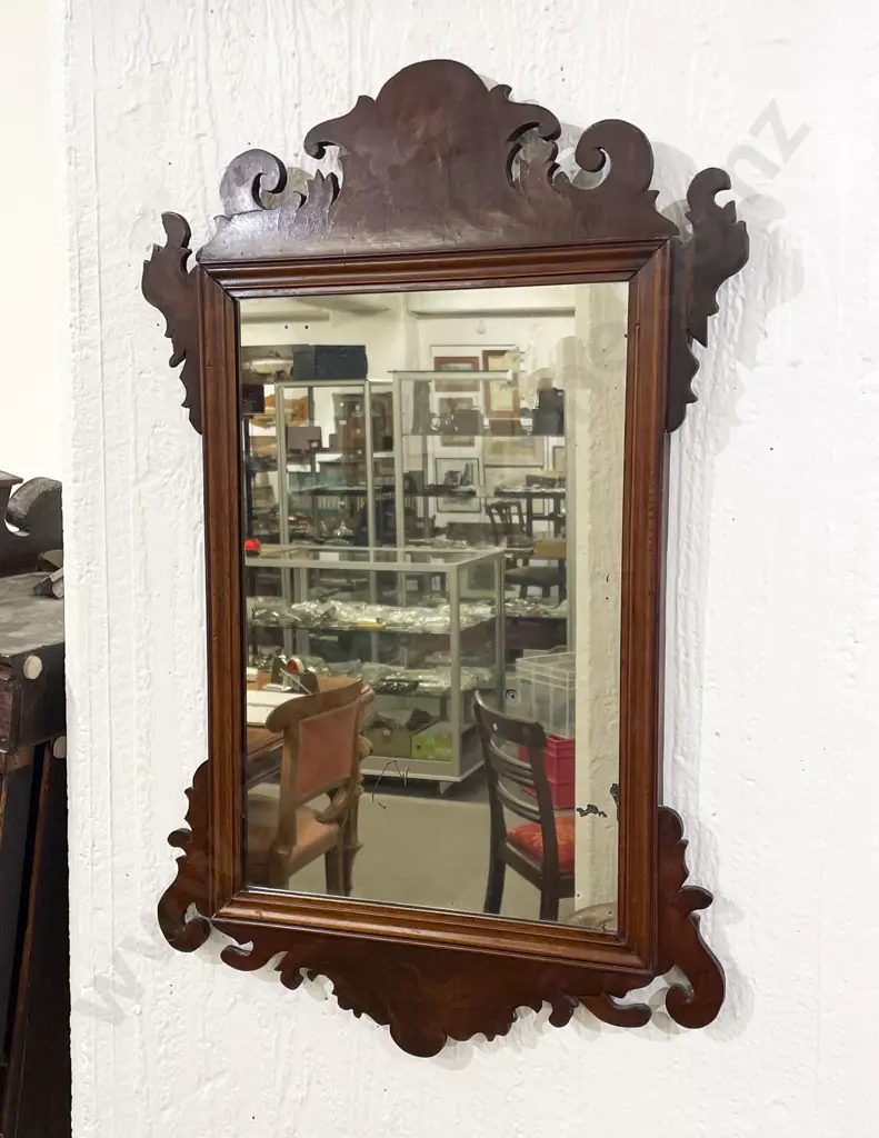 Geo III Mahogany Fretwork Wall Mirror Image 1++