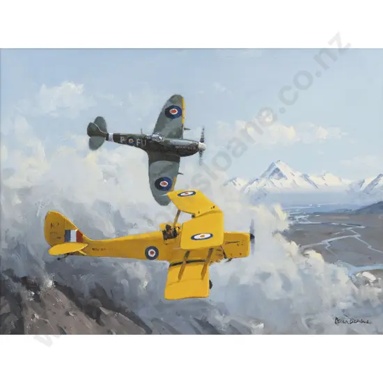 Peter Beadle - Spitfire & Tiger Moth over Mt Cook