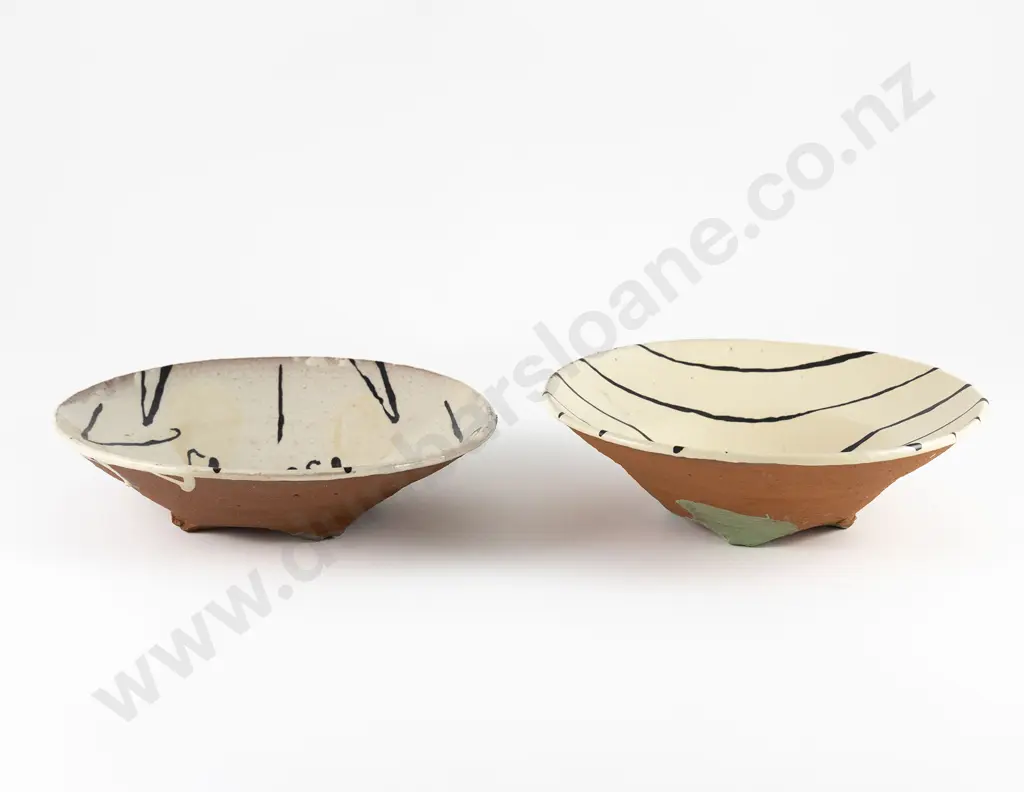 Two Martin Poppelwell Glazed Terracotta Bowls Image 1++