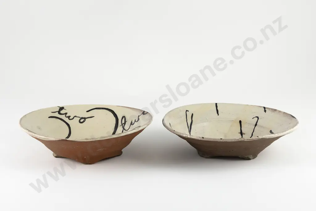 Two Martin Poppelwell Glazed Terracotta Bowls Image 1++