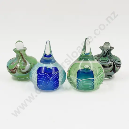 Pair of Studio Glass Paper Weight by Murphy and Two Scent Bottles