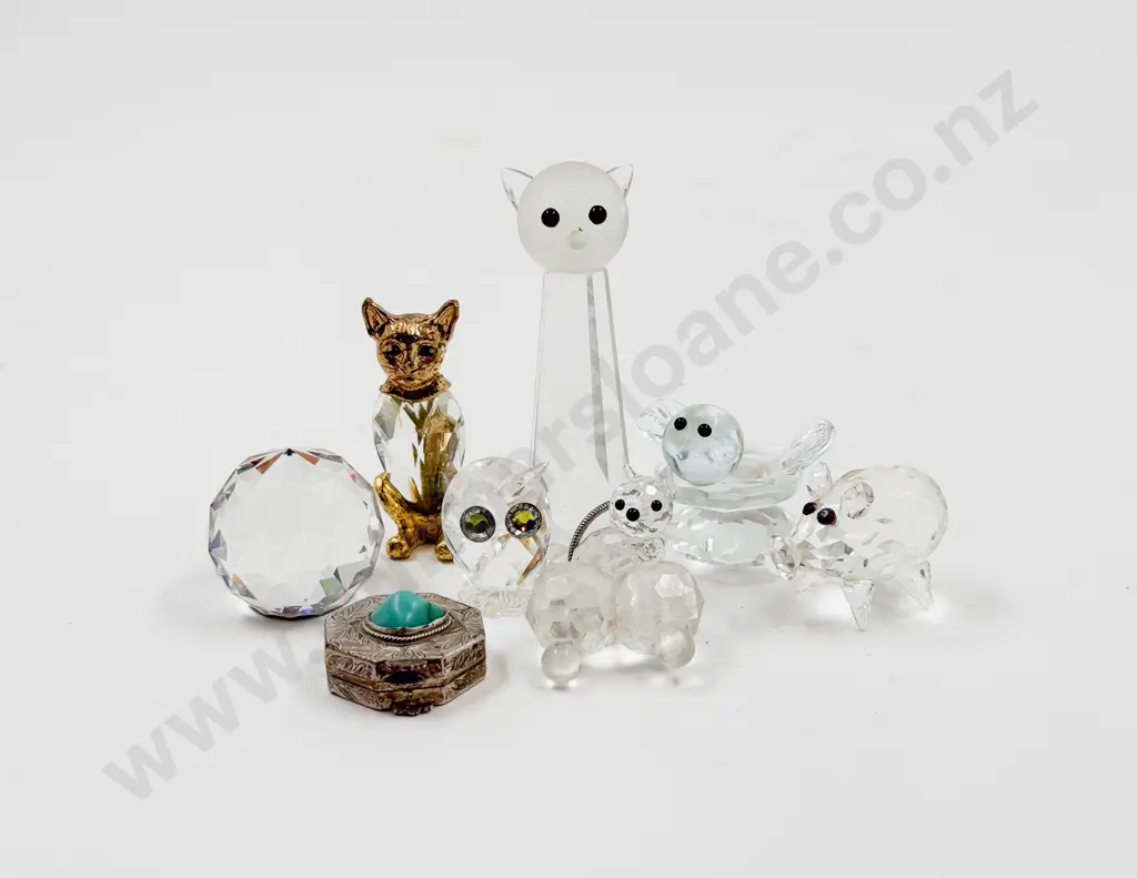 Seven Swarovski Crystal and Style Animals with Plated Pill Box Image 1++