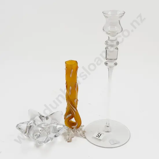 Orrefors Candle Stand with Candle Holder and Victorian Posey Vase