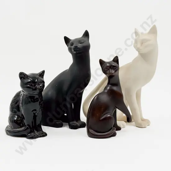 Franklin Mint "Counterpoint" Black and White Porcelain Cat Ornaments with Two Others
