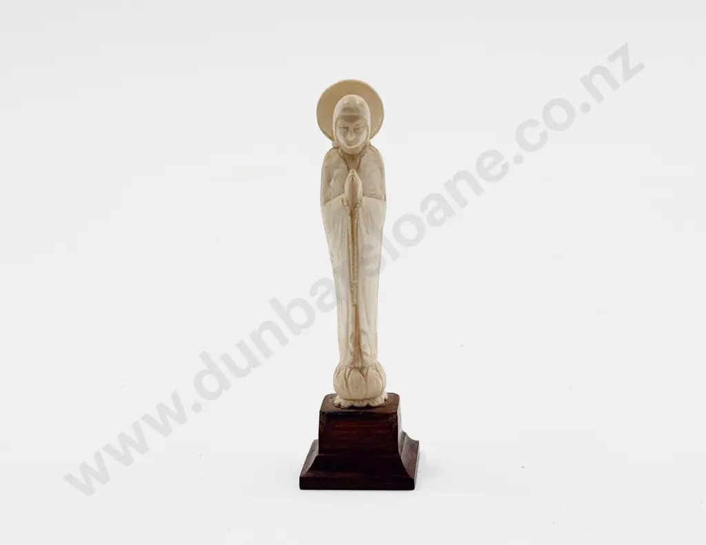 Carved Ivory Madonna on Stand Image 1++