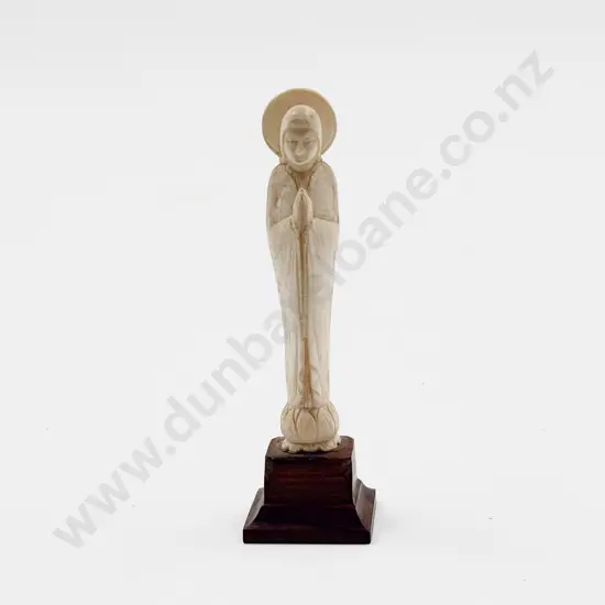 Carved Ivory Madonna on Stand