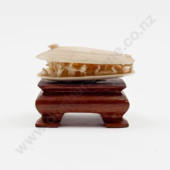 Small Carved Ivory Dream Shell on Stand
