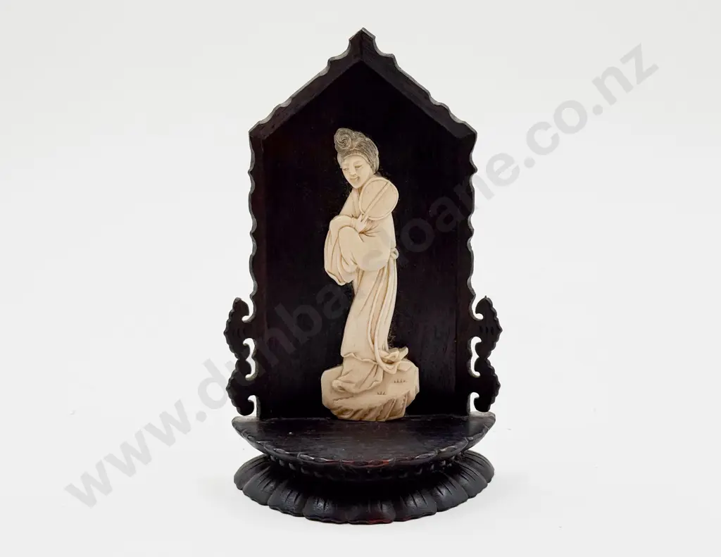 Carved Ivory Immortal on Ebony Throne Image 1++