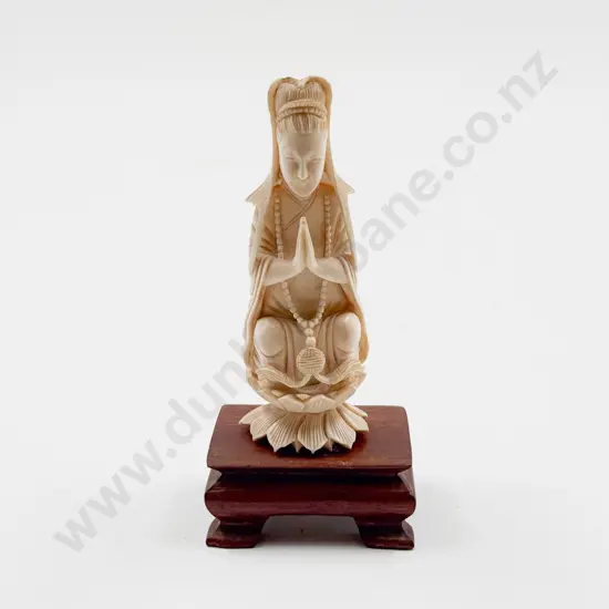 Carved Ivory Immortal on Stand