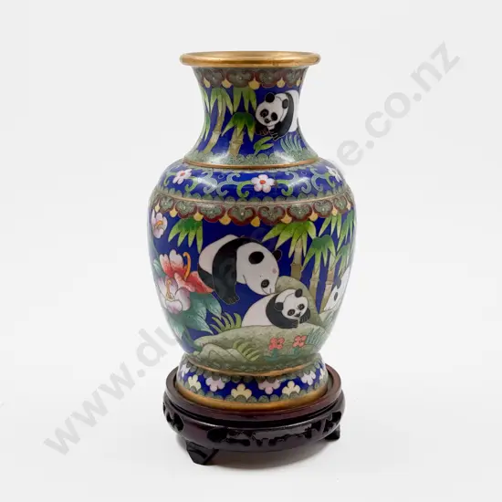 Cloisonne Vase Decorated with Panda Bears