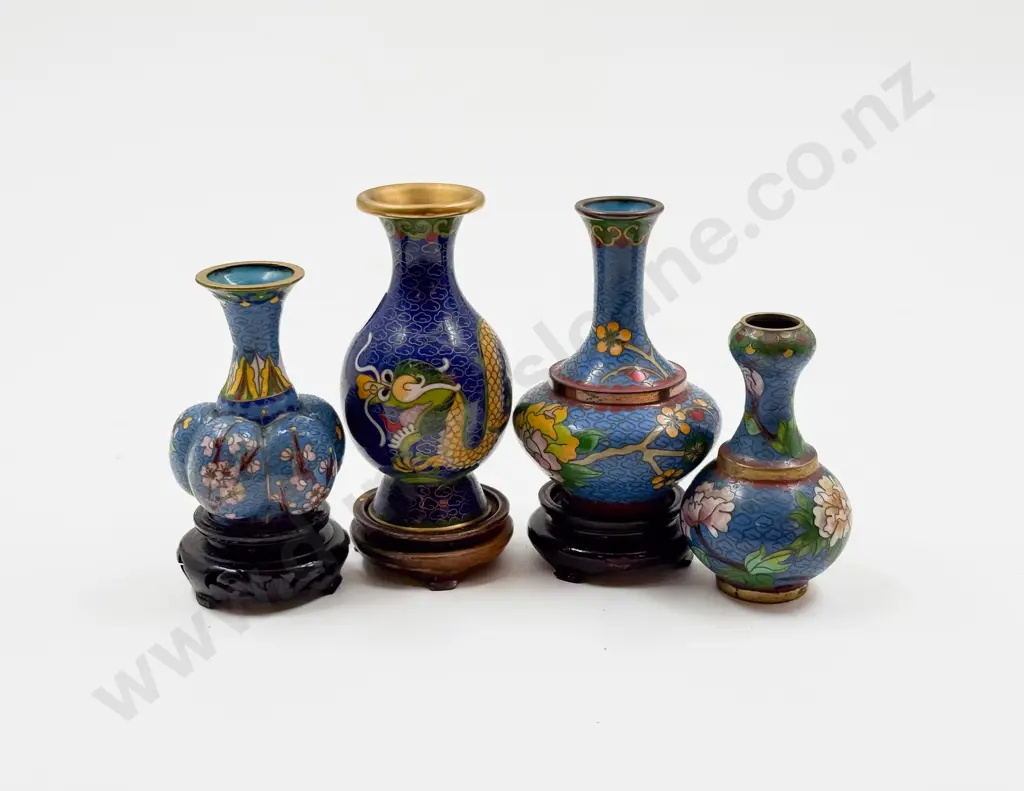 Four Various Small Cloisonne Vases Image 1++