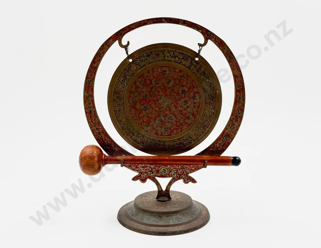 Vintage Indian Brass Table Gong Image 1++