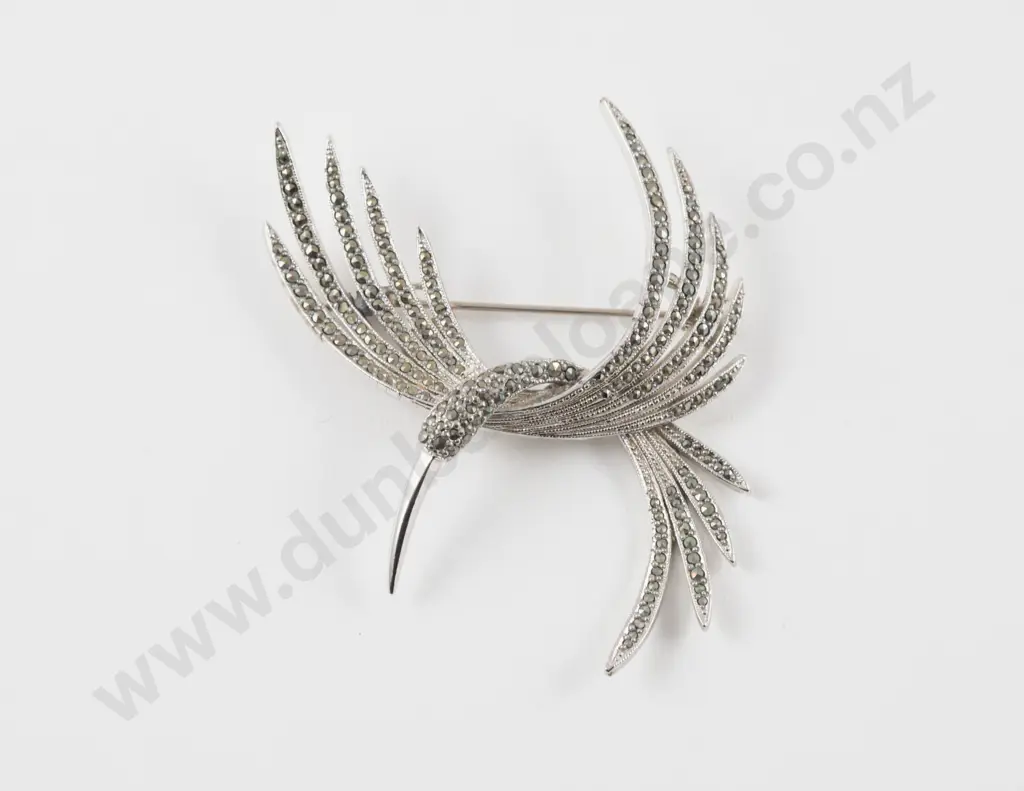 S/S and Marcasite Hummingbird Brooch Image 1++