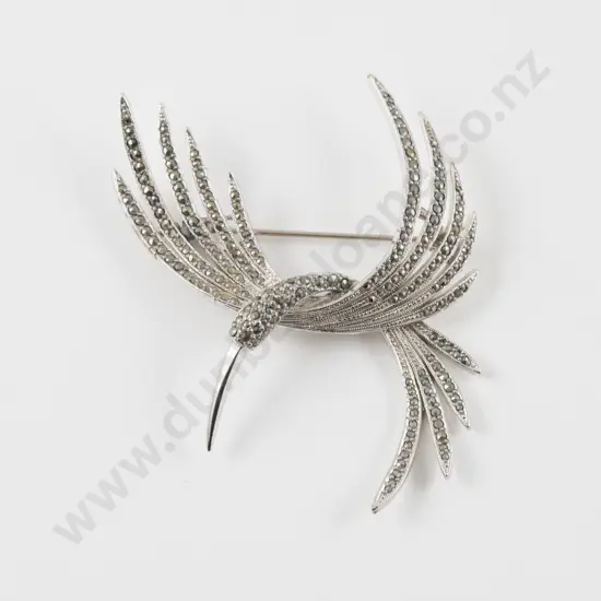 S/S and Marcasite Hummingbird Brooch