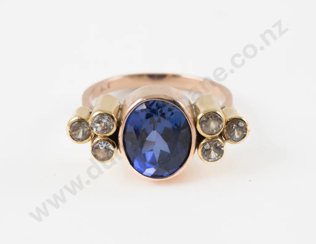 9ct Seven Stone Topaz and Diamond Paste Dress Ring Image 1++