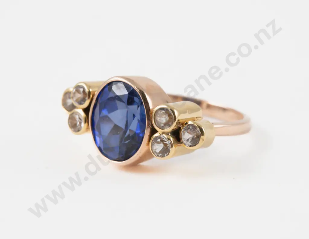 9ct Seven Stone Topaz and Diamond Paste Dress Ring Image 1++