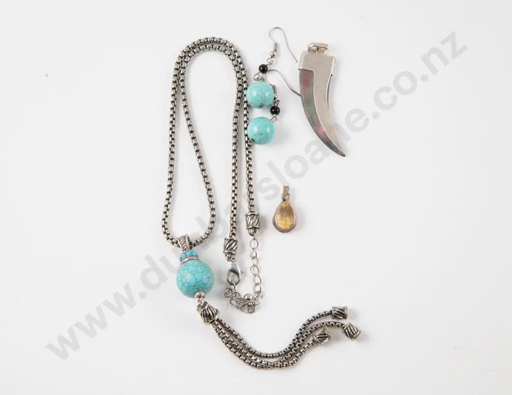 Two S/S Pendants with Matching Necklace and Earring Set Image 1++