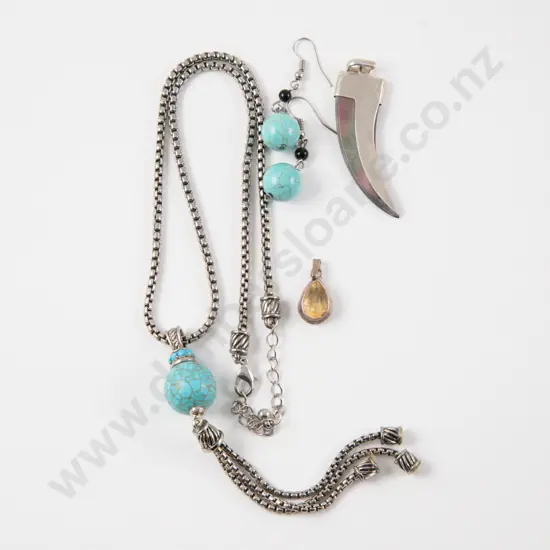 Two S/S Pendants with Matching Necklace and Earring Set