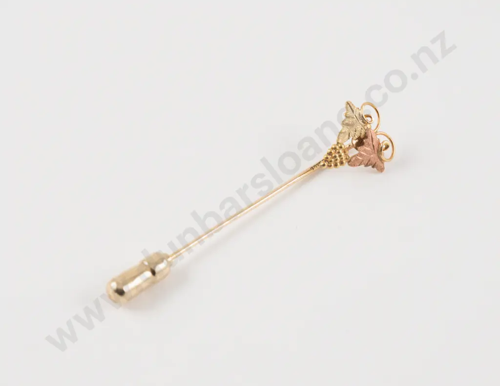 9ct Yellow and Rose Gold Grape and Leaf Stick Pin Image 1++