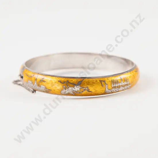 Siam Sterling Silver and Enamel Hinged Snap Bangle